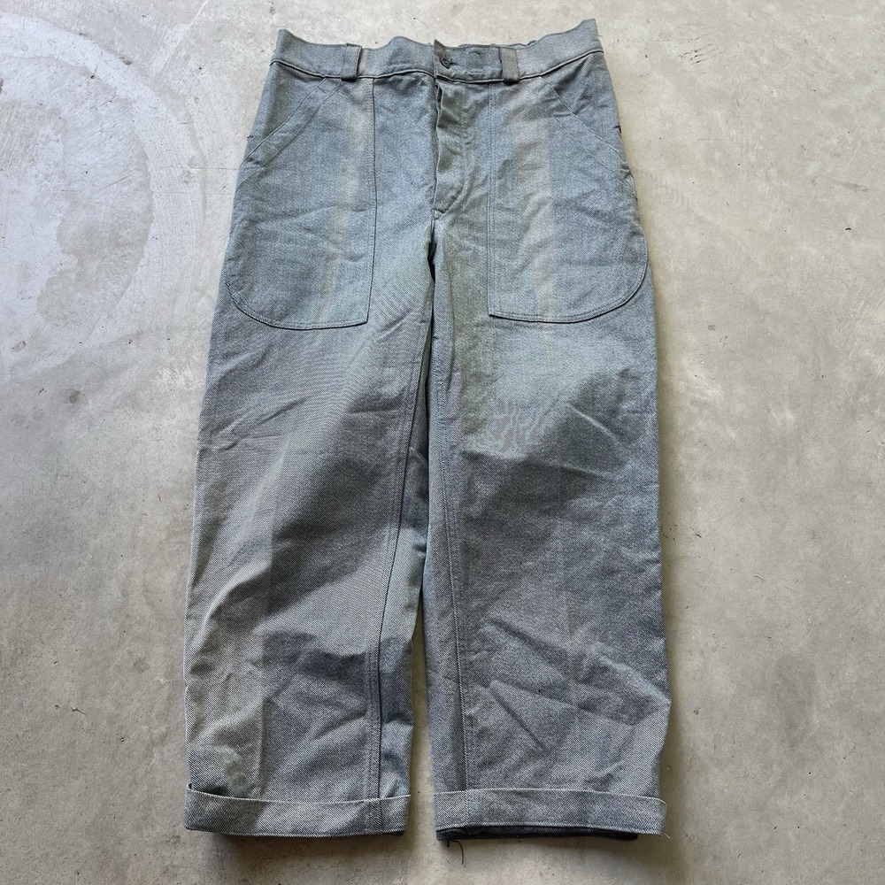 Vintage 60s Swiss Army Denim Jeans Prison Workwear Pants Mens 34x27 Military
